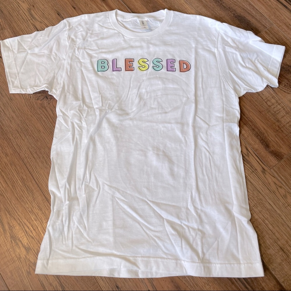 Crazy Cool Threads Watercolor Blessed Tee Shirt - image 2